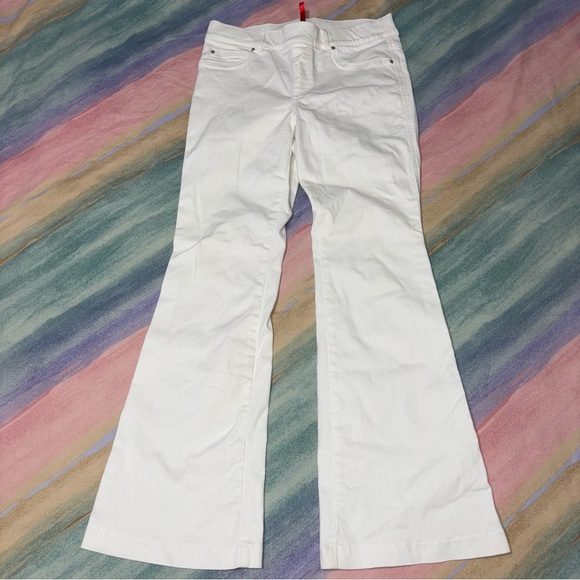 Spanx High Waist White Flare Jeans women’s size L - Picture 3 of 7